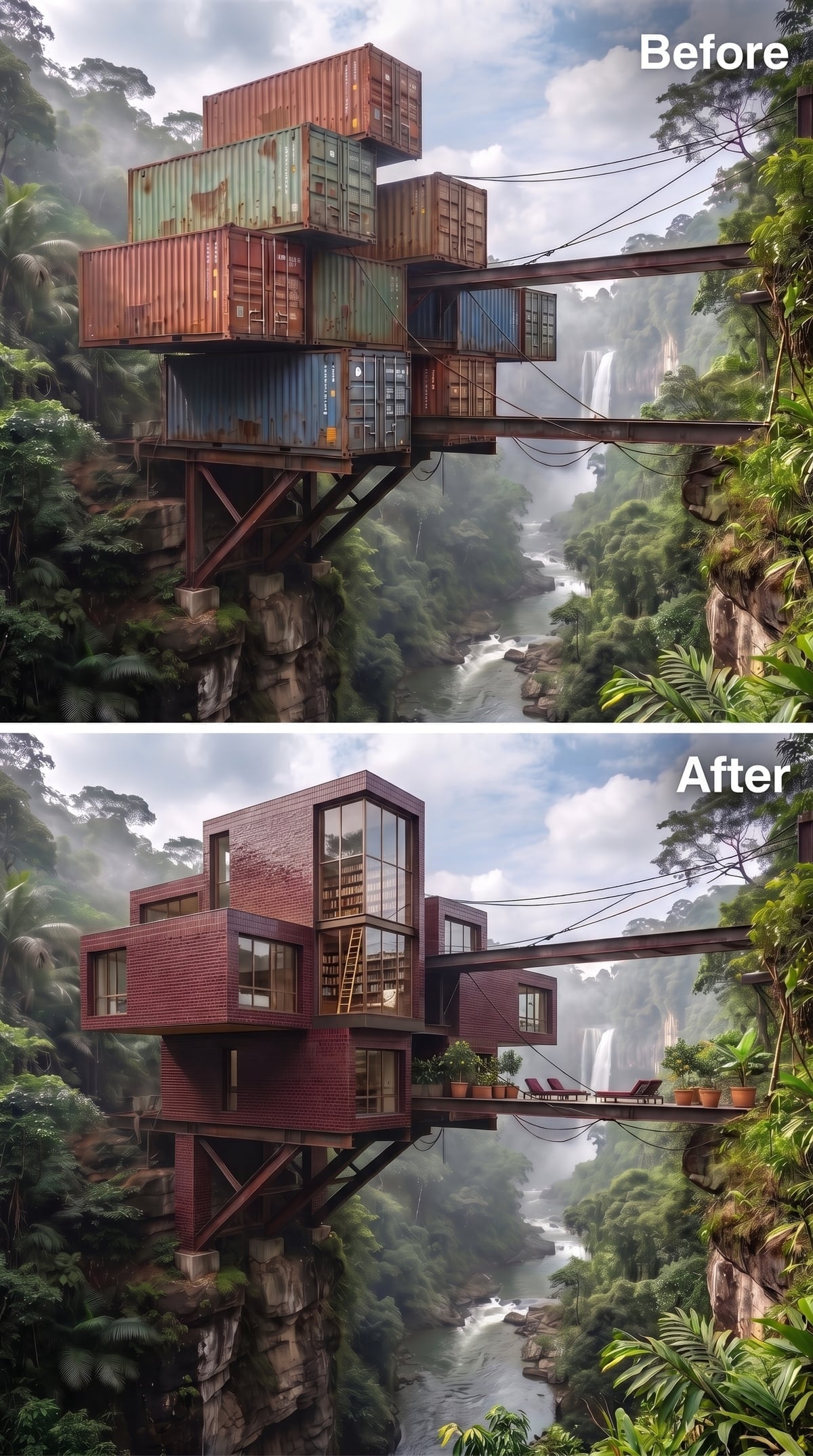 Dark Brick, Library Glass, and a Rooftop Terrace Suspended Over Jungle Mist