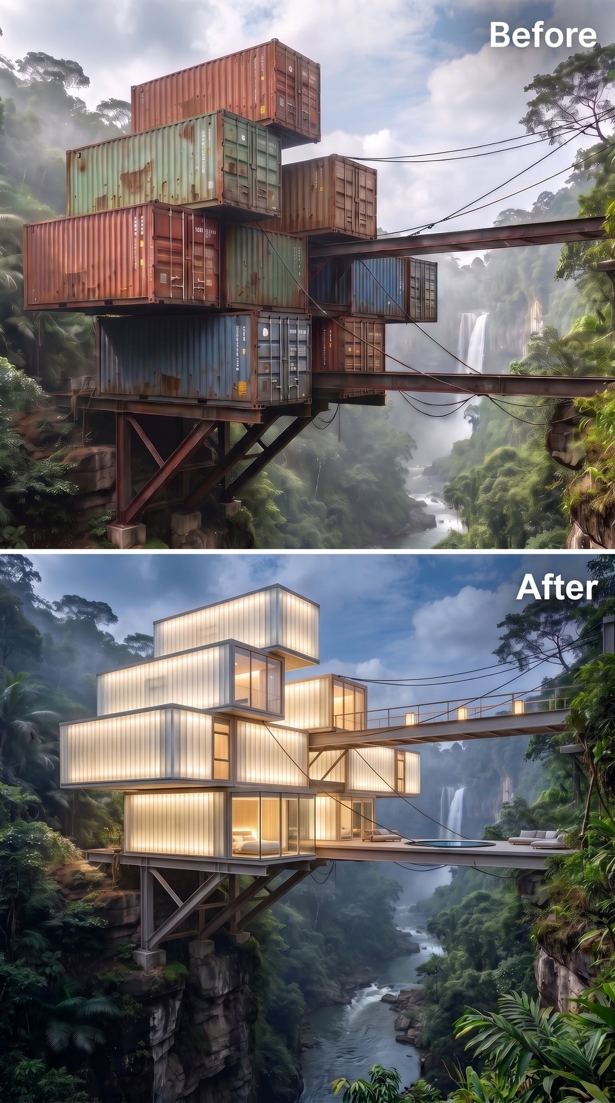 Glowing White Panels and Glass Volumes Claim the Gorge's Open Air