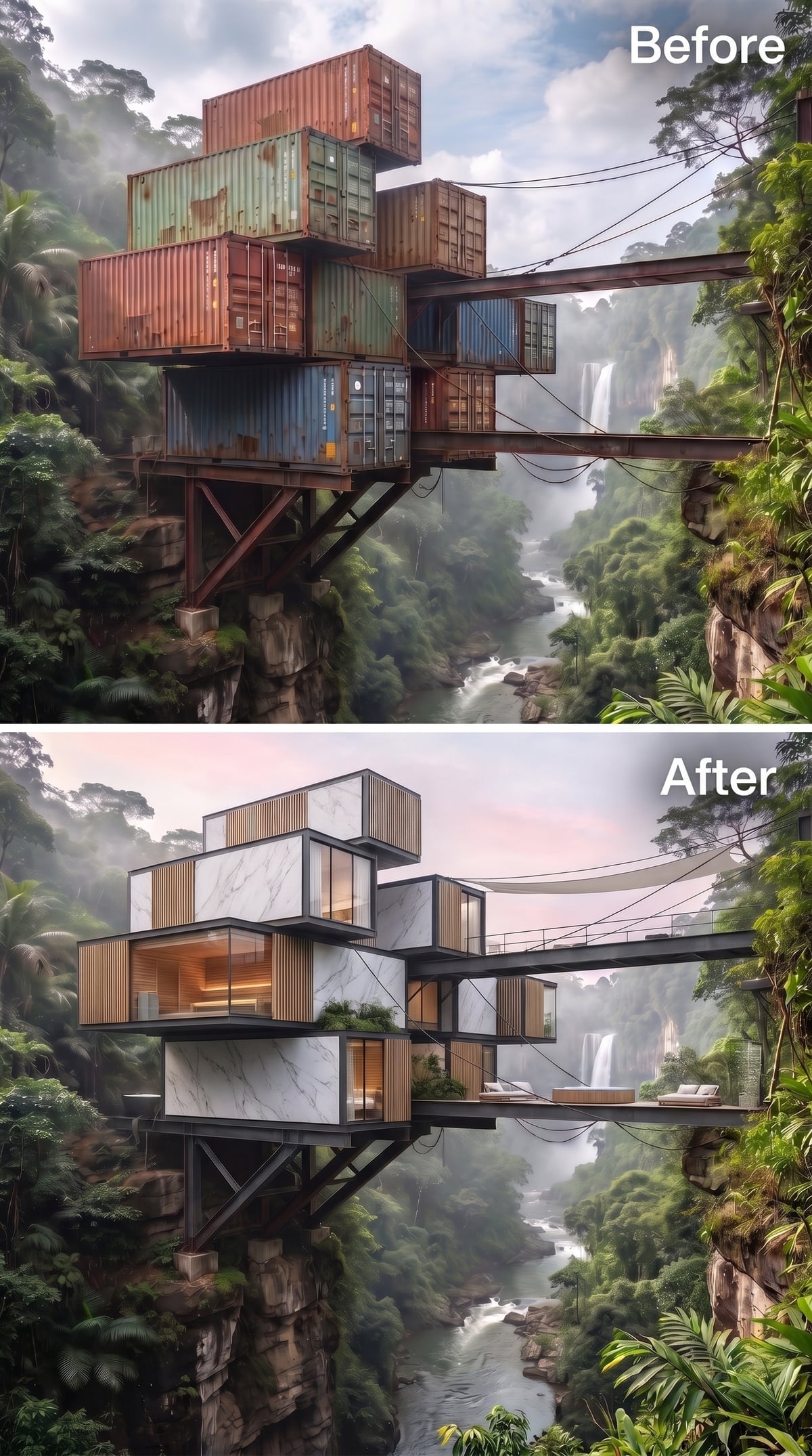 Marble Cladding and Warm Wood Slats Reframe What a Gorge View Can Be