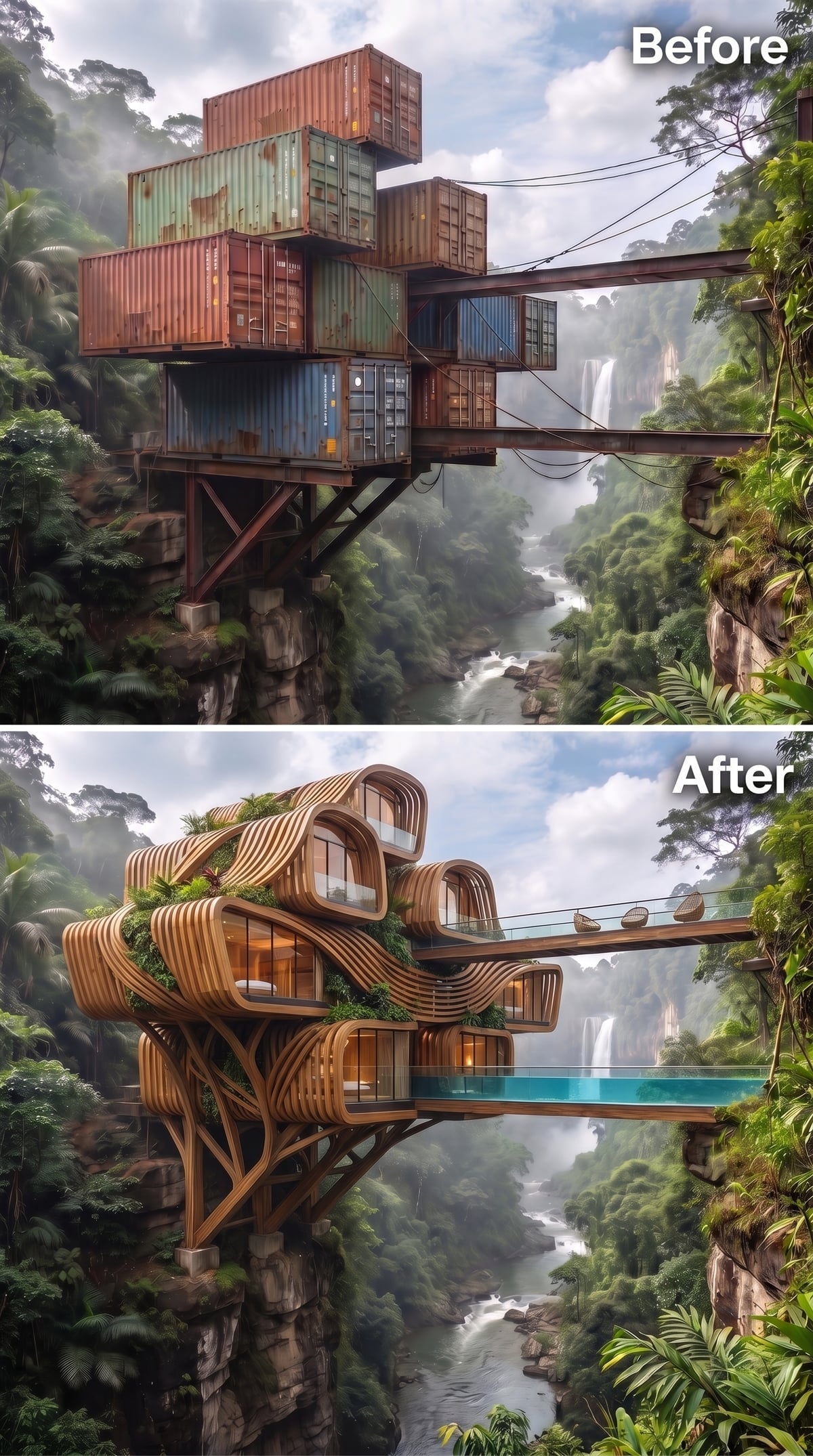 Sculpted Wood Ribs and a Glass Walkway Claim the Gorge's Open Air