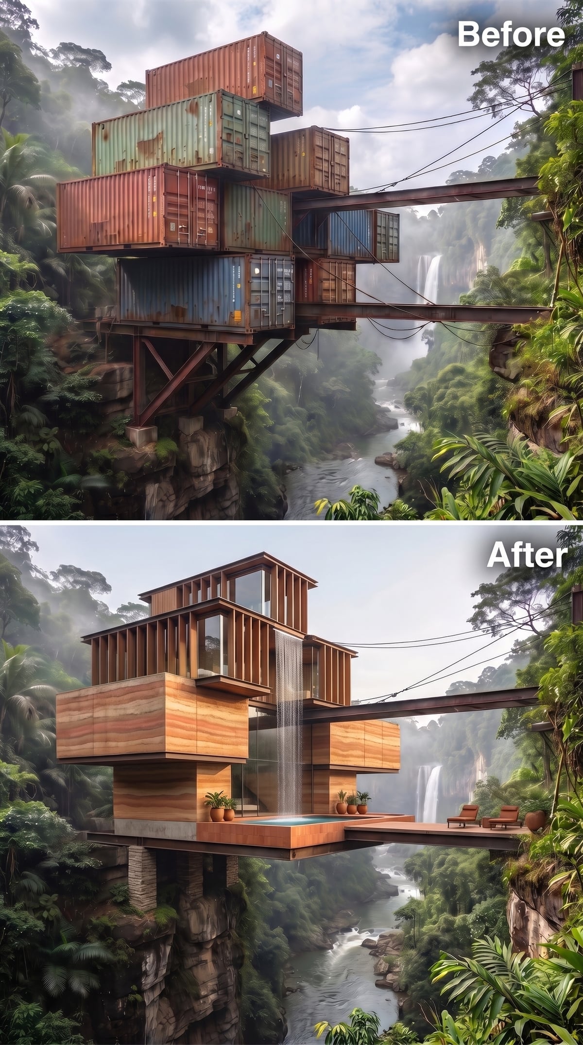 Warm Cedar Cladding and a Waterfall Feature Claim the Gorge's Best Position