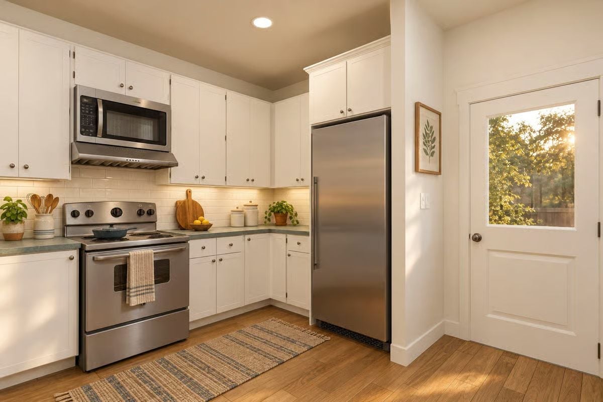 Stainless Steel and White Shaker Cabinets Built for Slow Mornings