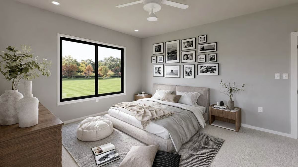 Gallery Wall Above the Bed Does the Heavy Lifting So the Rest Can Breathe
