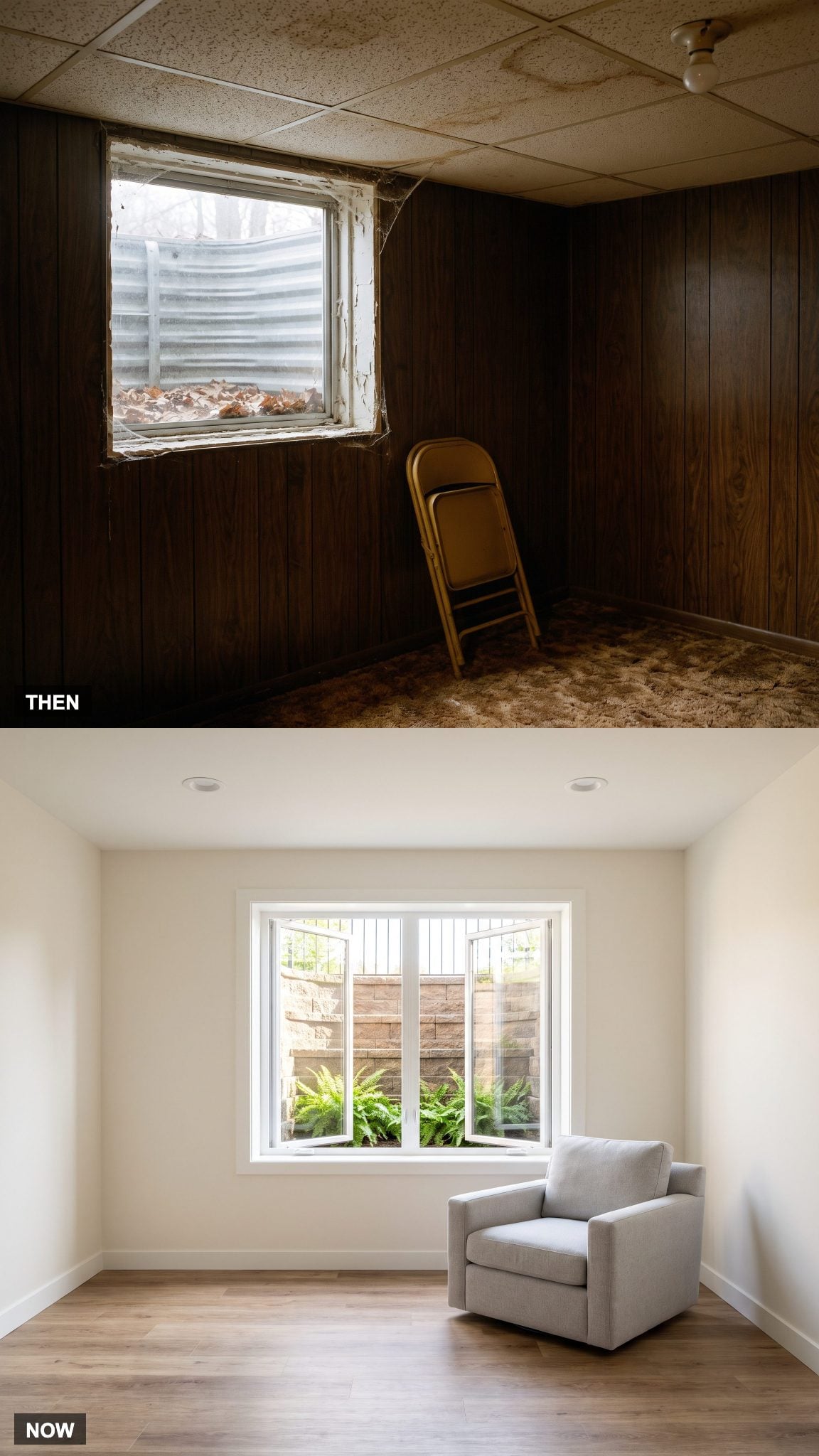 Tiny Basement Windows → Egress Windows and Window Wells