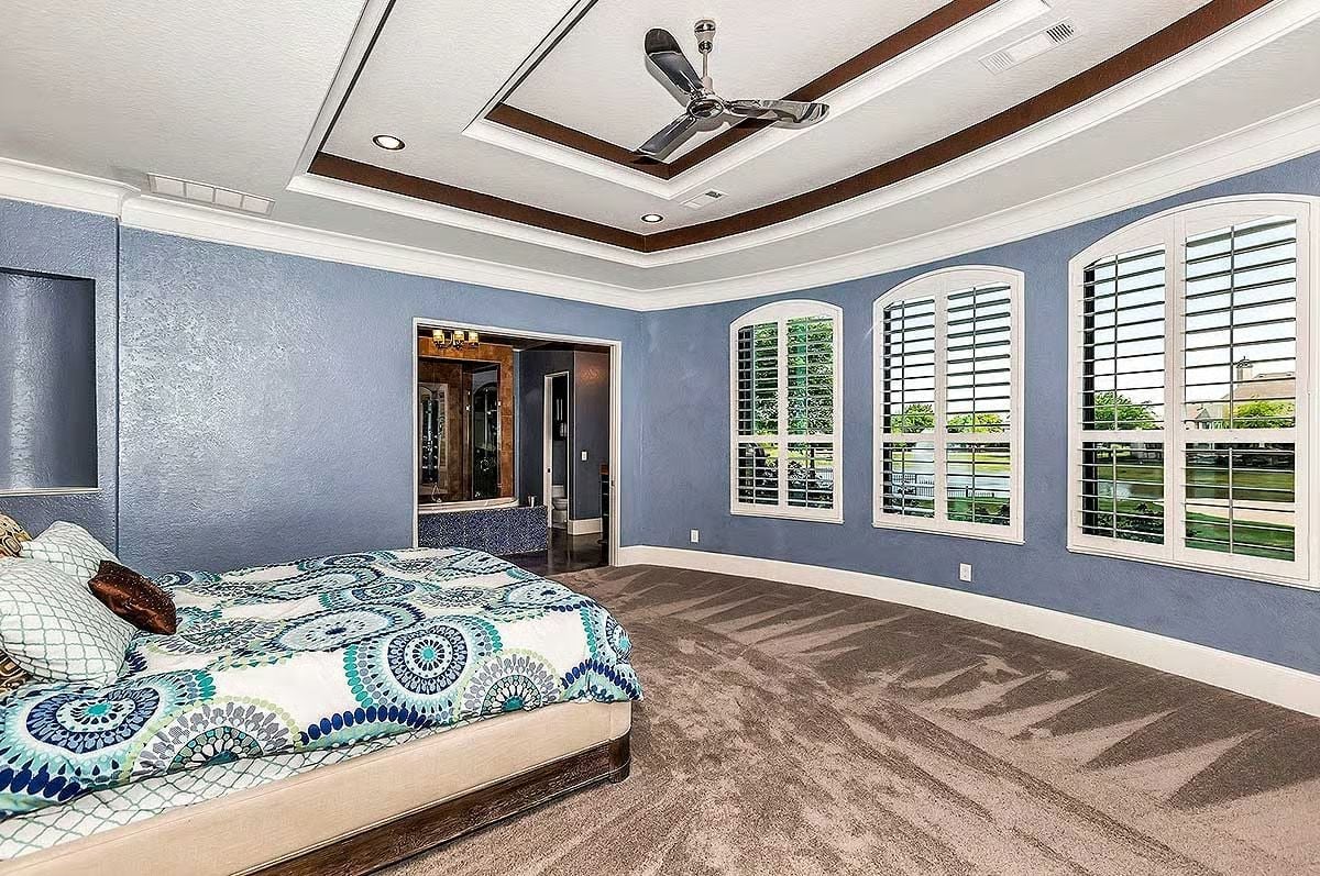 Coffered Wood Trim and Blue Walls That Mean Business
