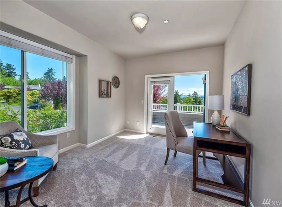 Balcony Access and Treetop Views Turn a Home Office Into a Place You'll Actually Want to Work