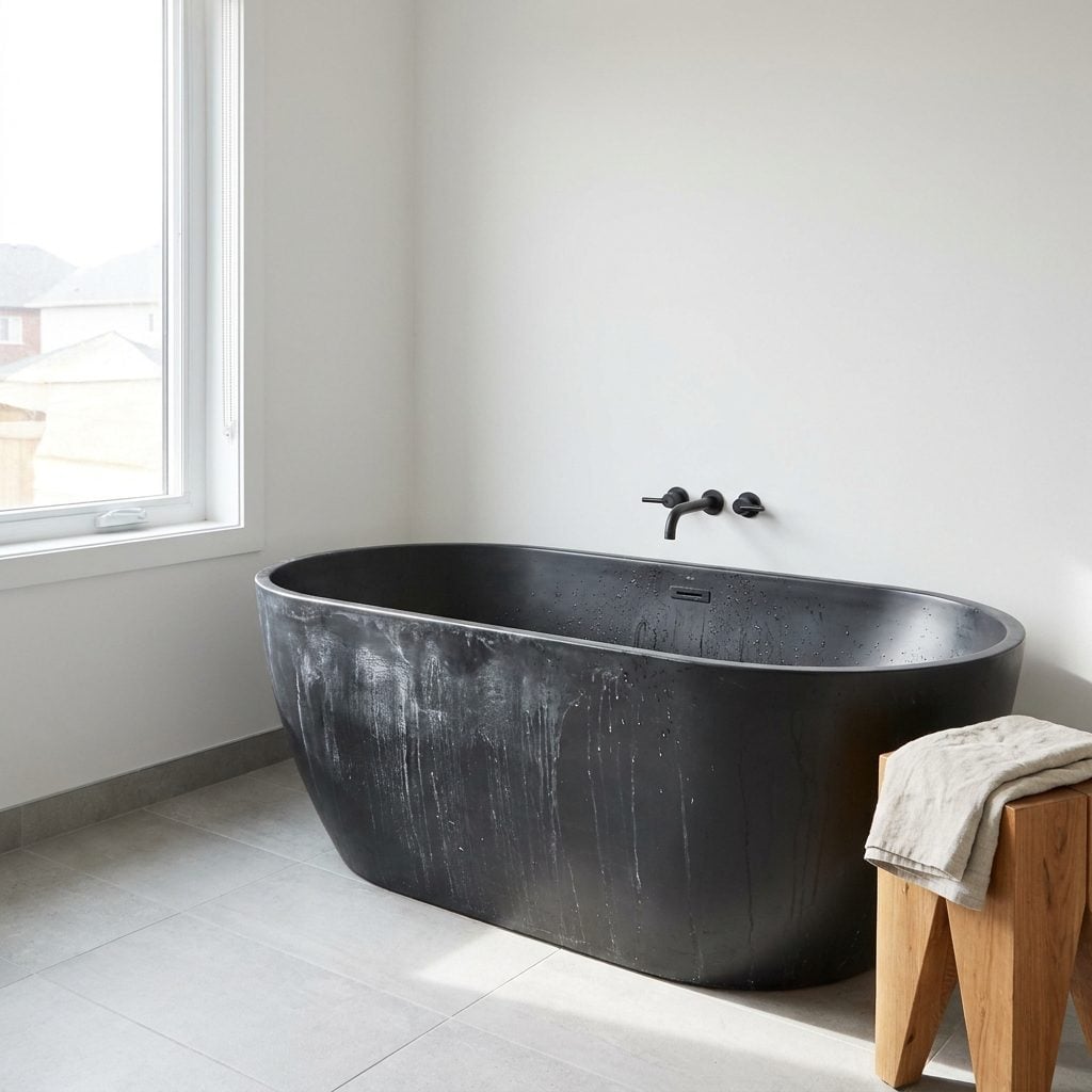 The Trendy Black Tub Streaked With Every Water Spot You Own