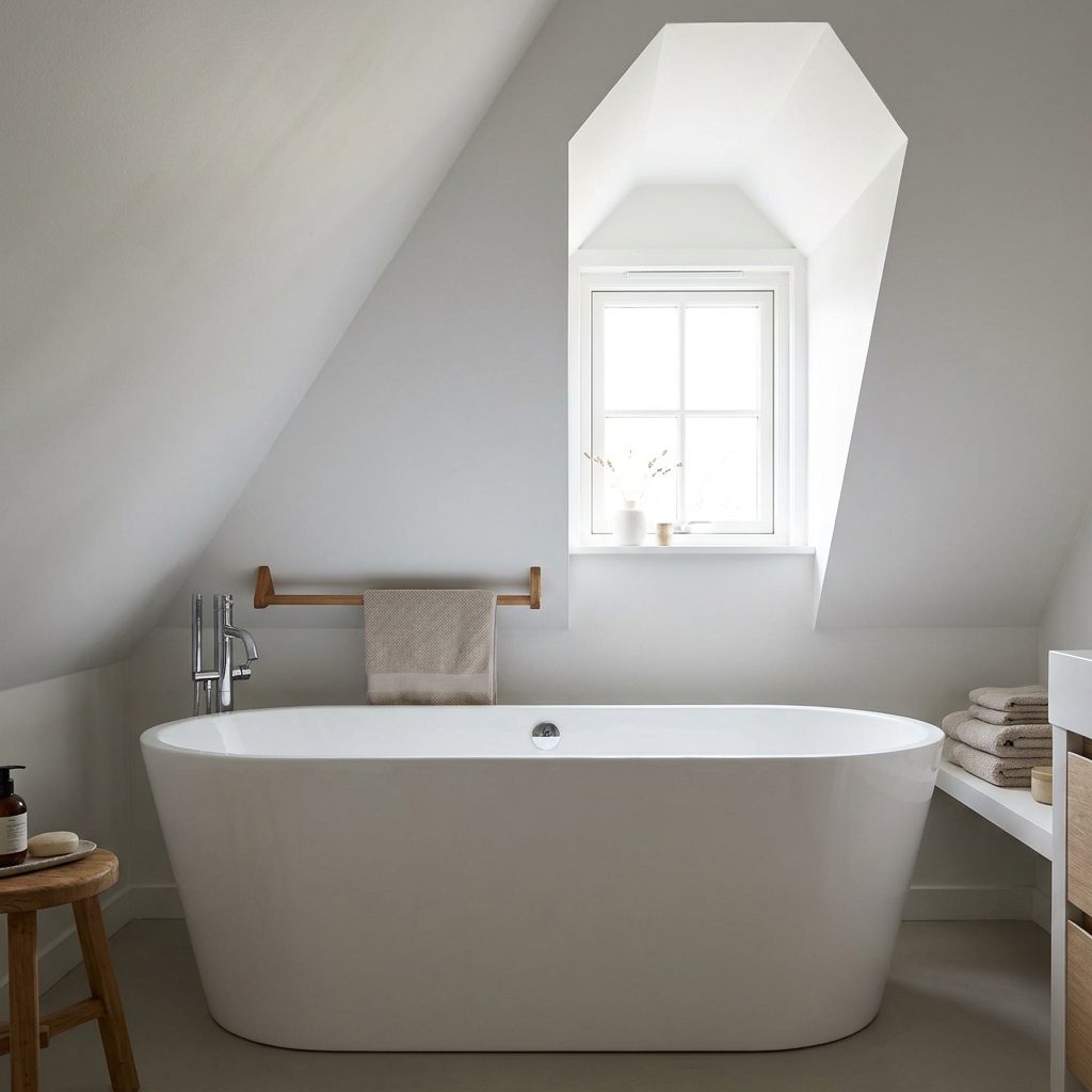 The Tub Tucked Under a Sloped Ceiling Where You'll Crack Your Head