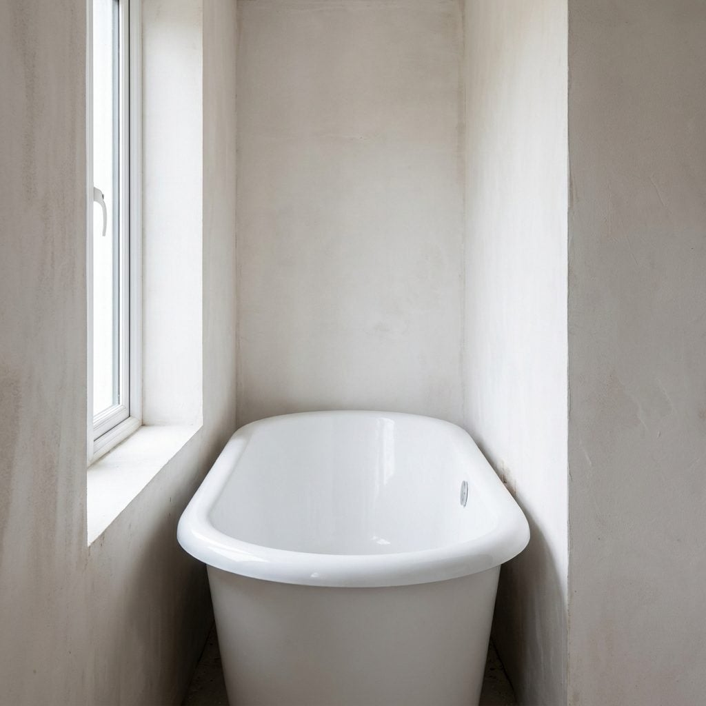 The Tub Wedged Between Two Walls With Cleaning Channels You Can't Reach