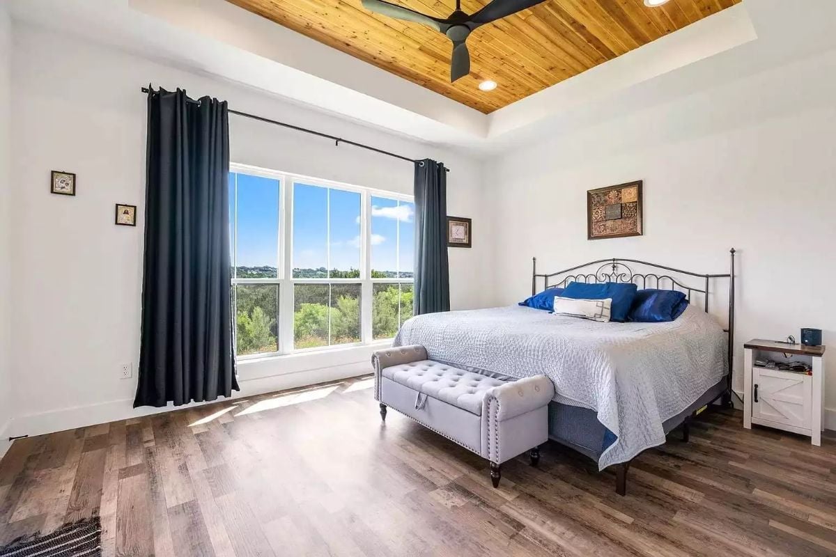 Tray Ceiling with Wood Inset Turns a Bedroom Into the Best Room in the House