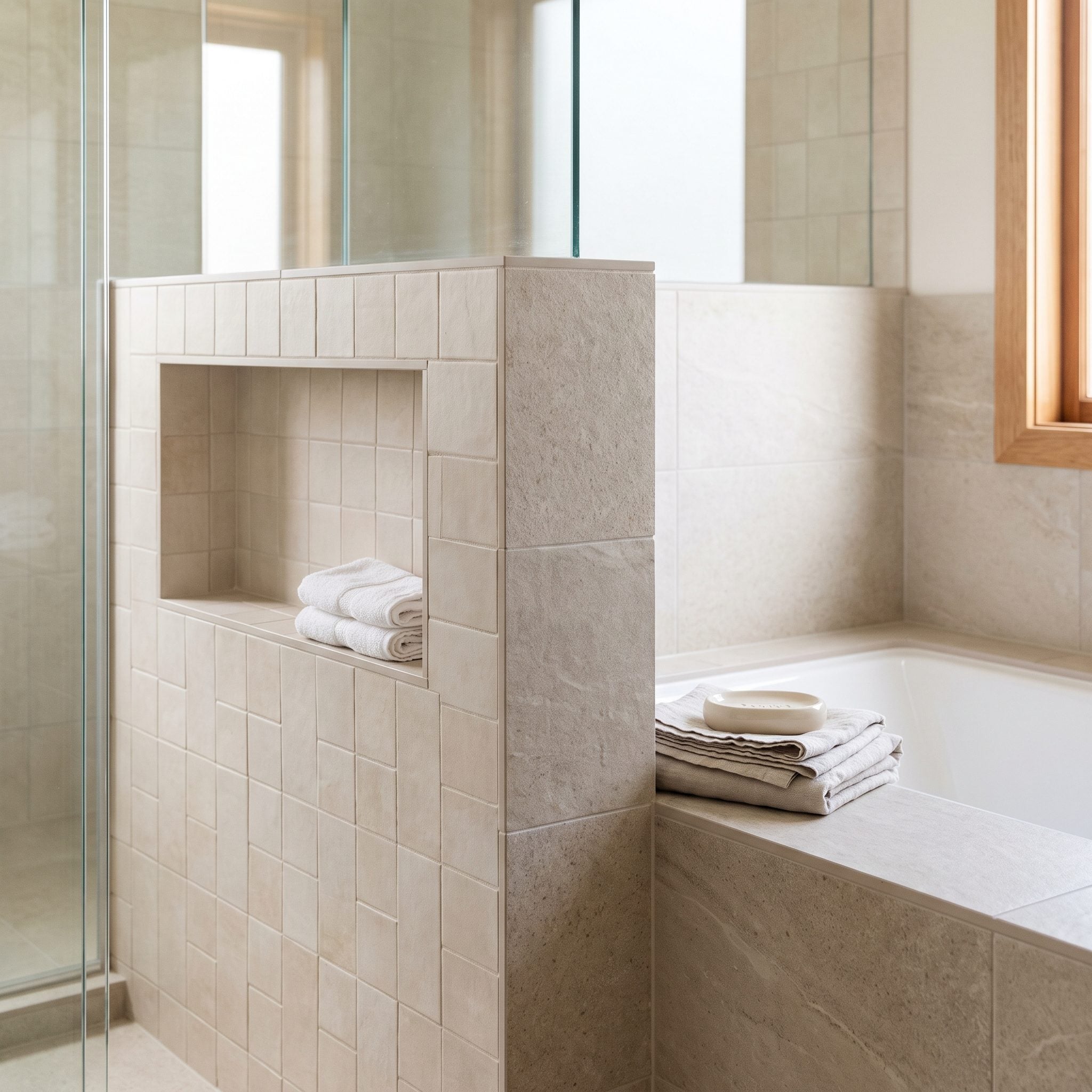 Turn the Half Wall Into a Shower Niche and Tub Ledge