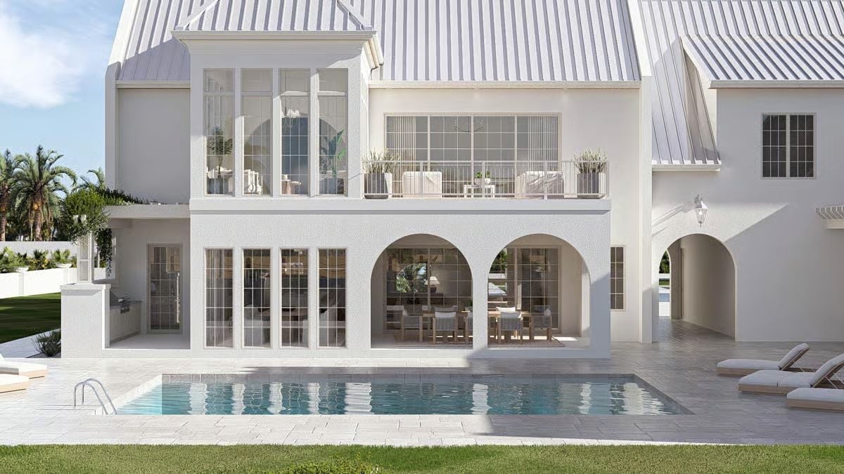 Arched Openings and an Upper Balcony That Earns the Pool Below