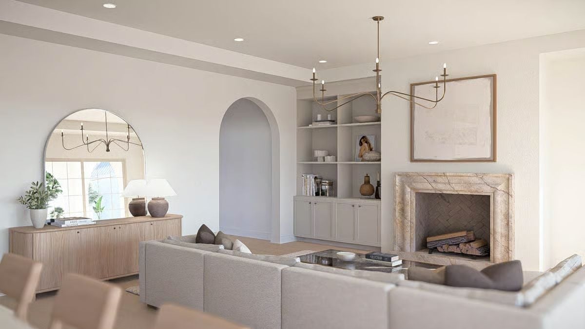 Warm Neutrals, Arched Openings, and a Fireplace That Actually Gets Used