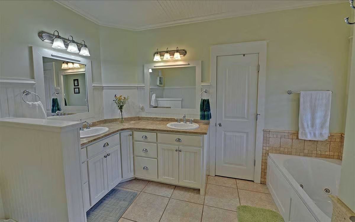 Corner Vanity Setup Built for Two People Who Actually Share a Bathroom