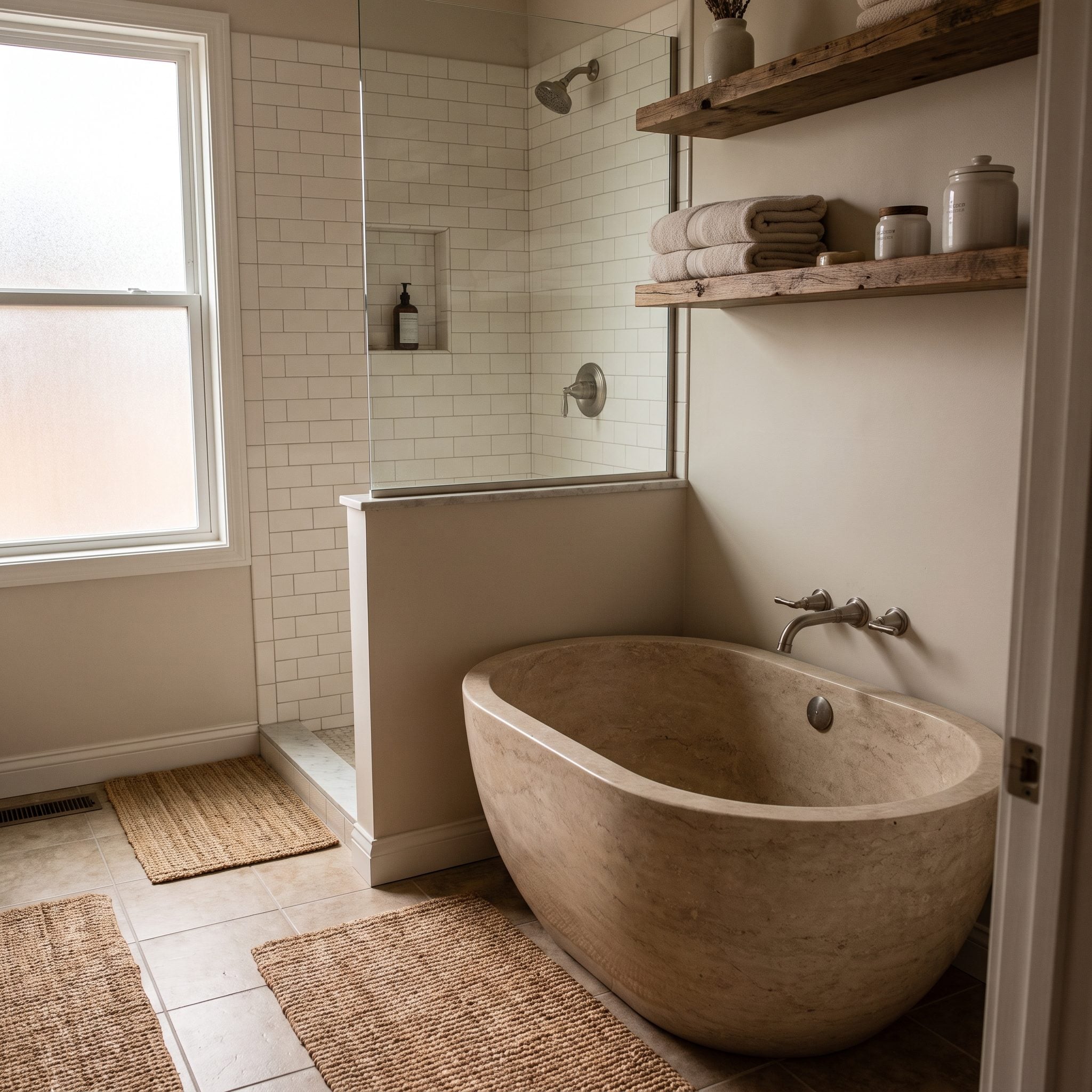 Use a Compact Freestanding Tub Instead of an Oversized Soaking Tub