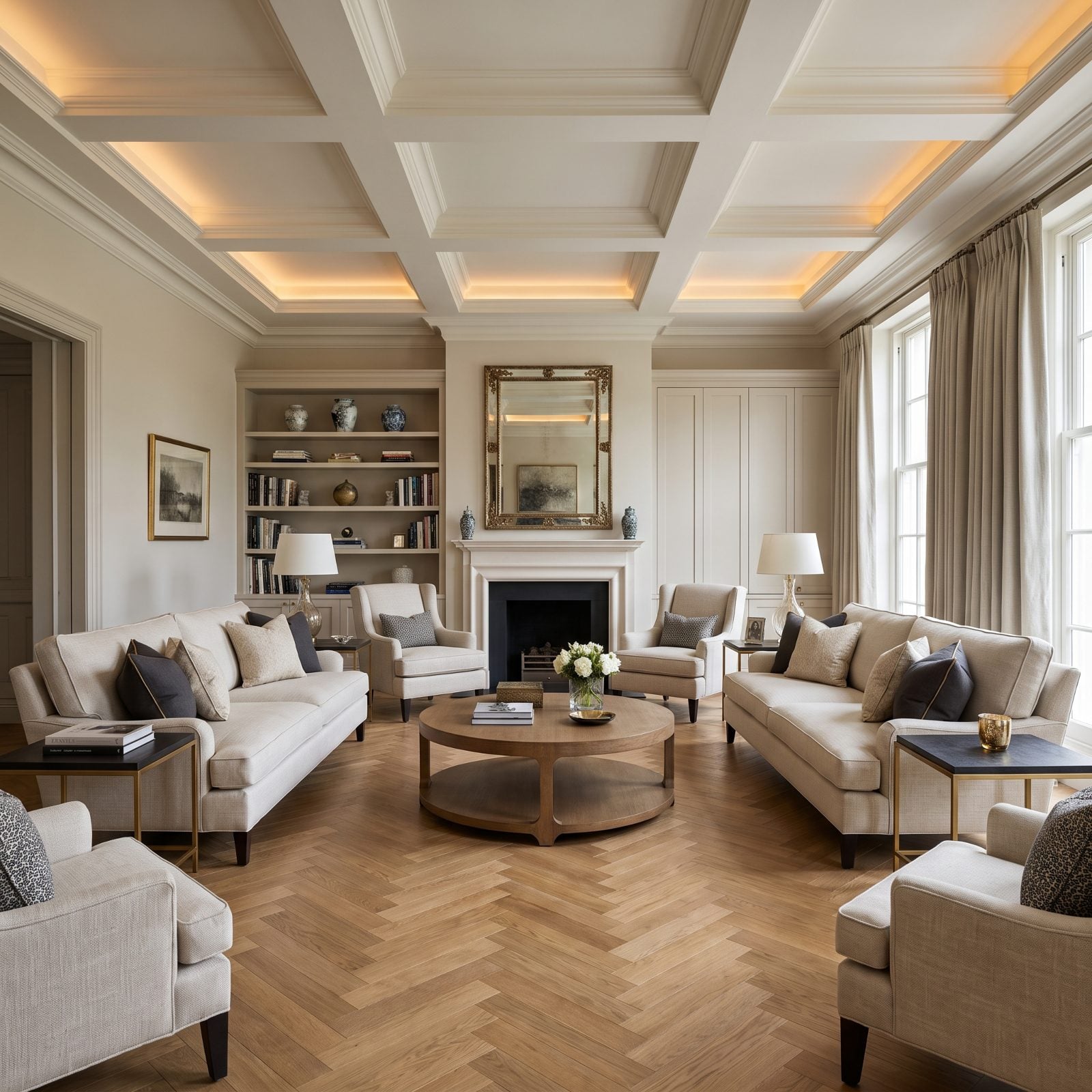 Using a Symmetrical Furniture Layout That Leaves No Tree Zone