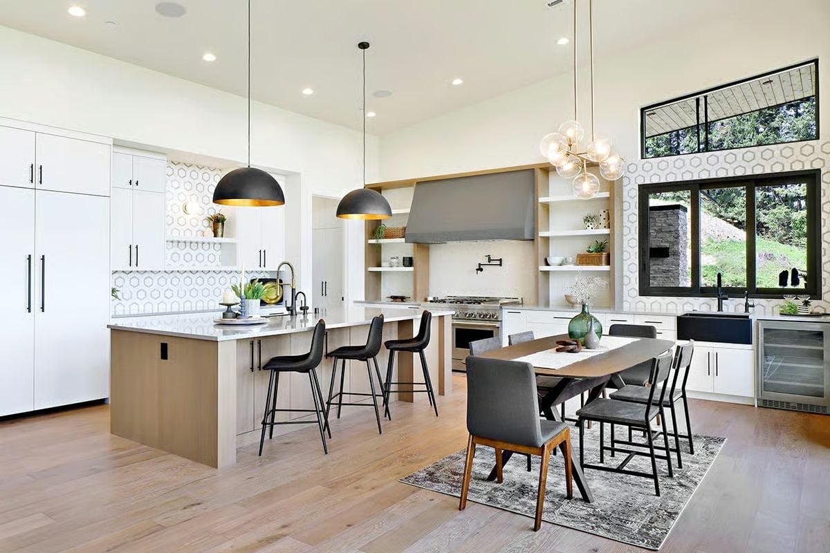 Kitchen-Dining Combo Where the Island Does Half the Work