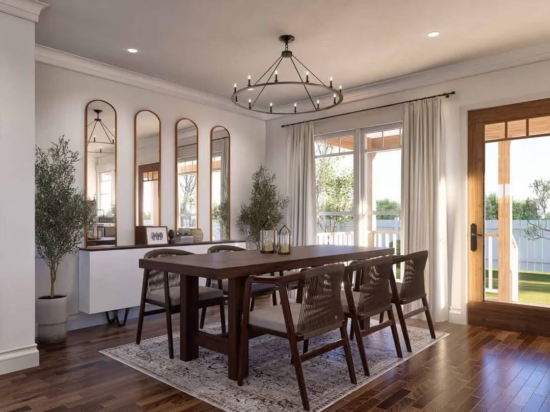 Four Arched Mirrors and a Chandelier That Knows Exactly What It's Doing