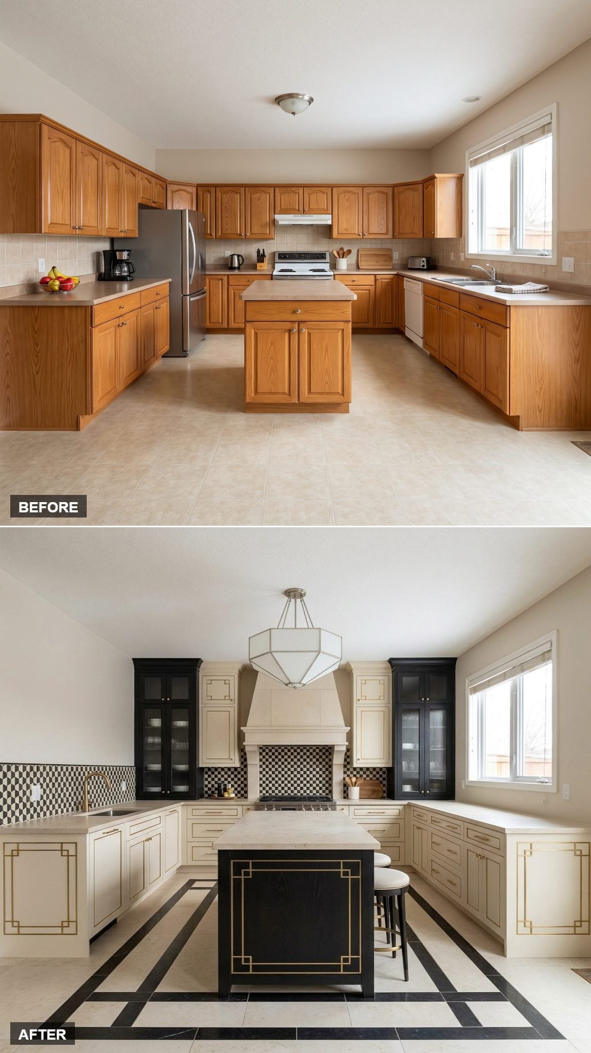 Viennese Secession Symmetry: Putty Cabinetry, a Transverse Prep Table, and Zero Apologies