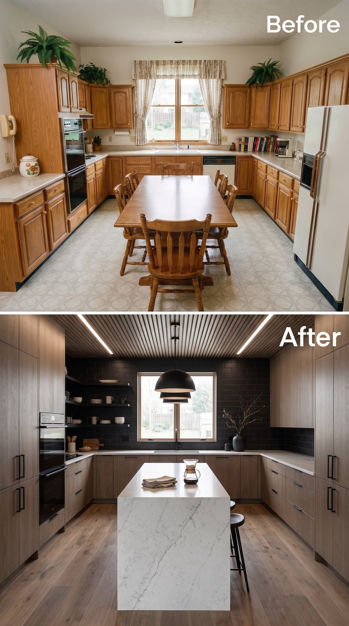 Dark Tile, Pale Wood, and a Slatted Ceiling That Refuses to Be Background Noise