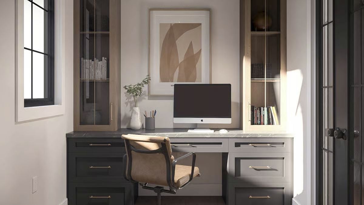 Built-In Cabinetry and a Leather Chair Make Homework Feel Optional