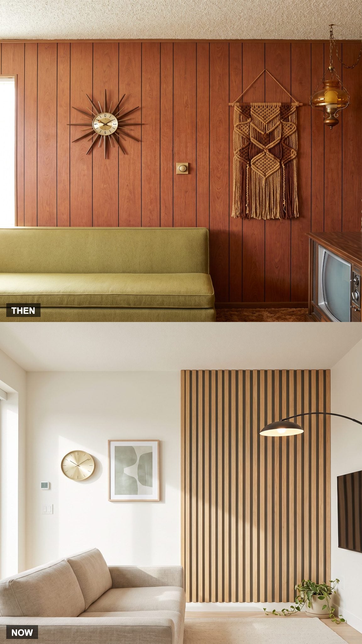 The Walls: From Dark Wood Paneling to Light Paint and Refined Slats