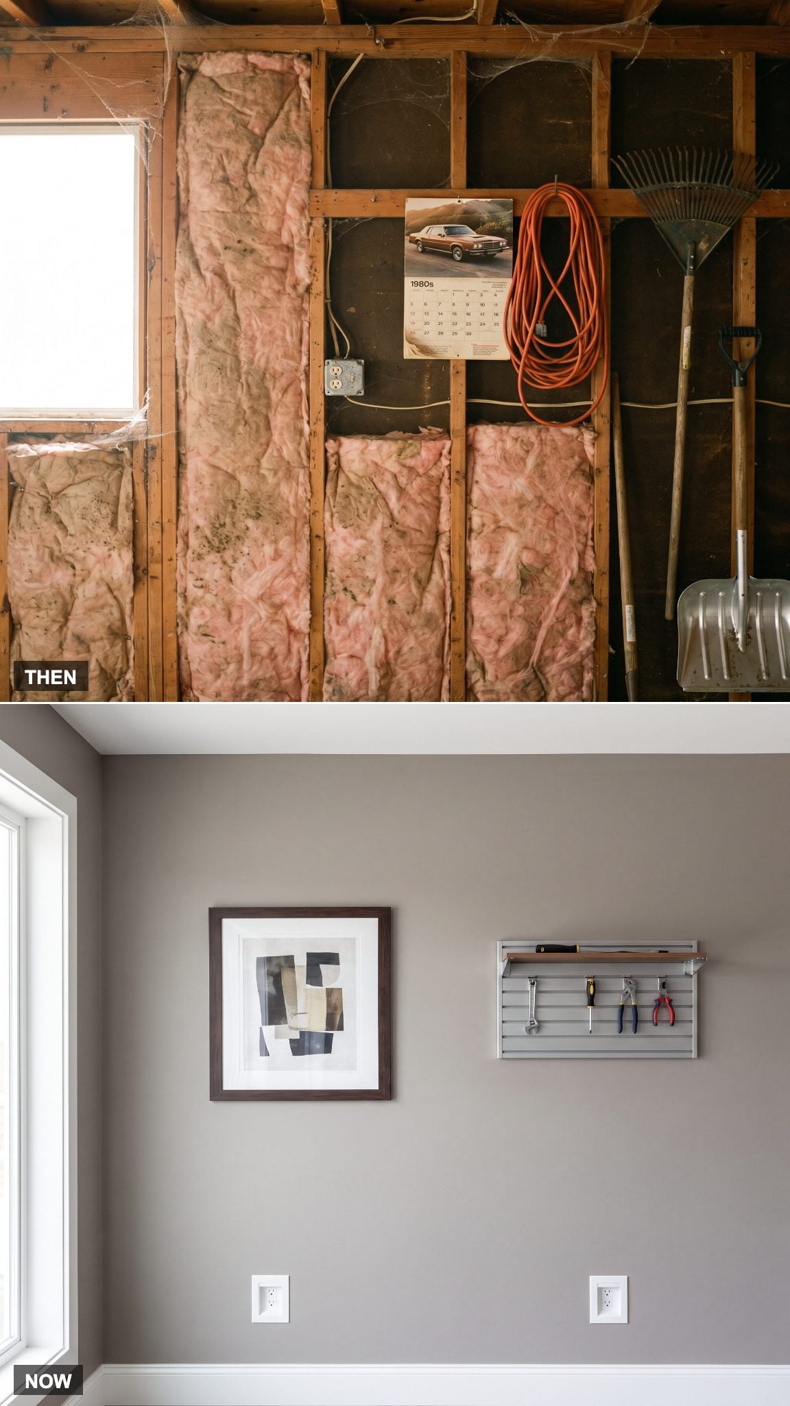 The Walls: Exposed Pink Insulation vs. Drywalled and Painted