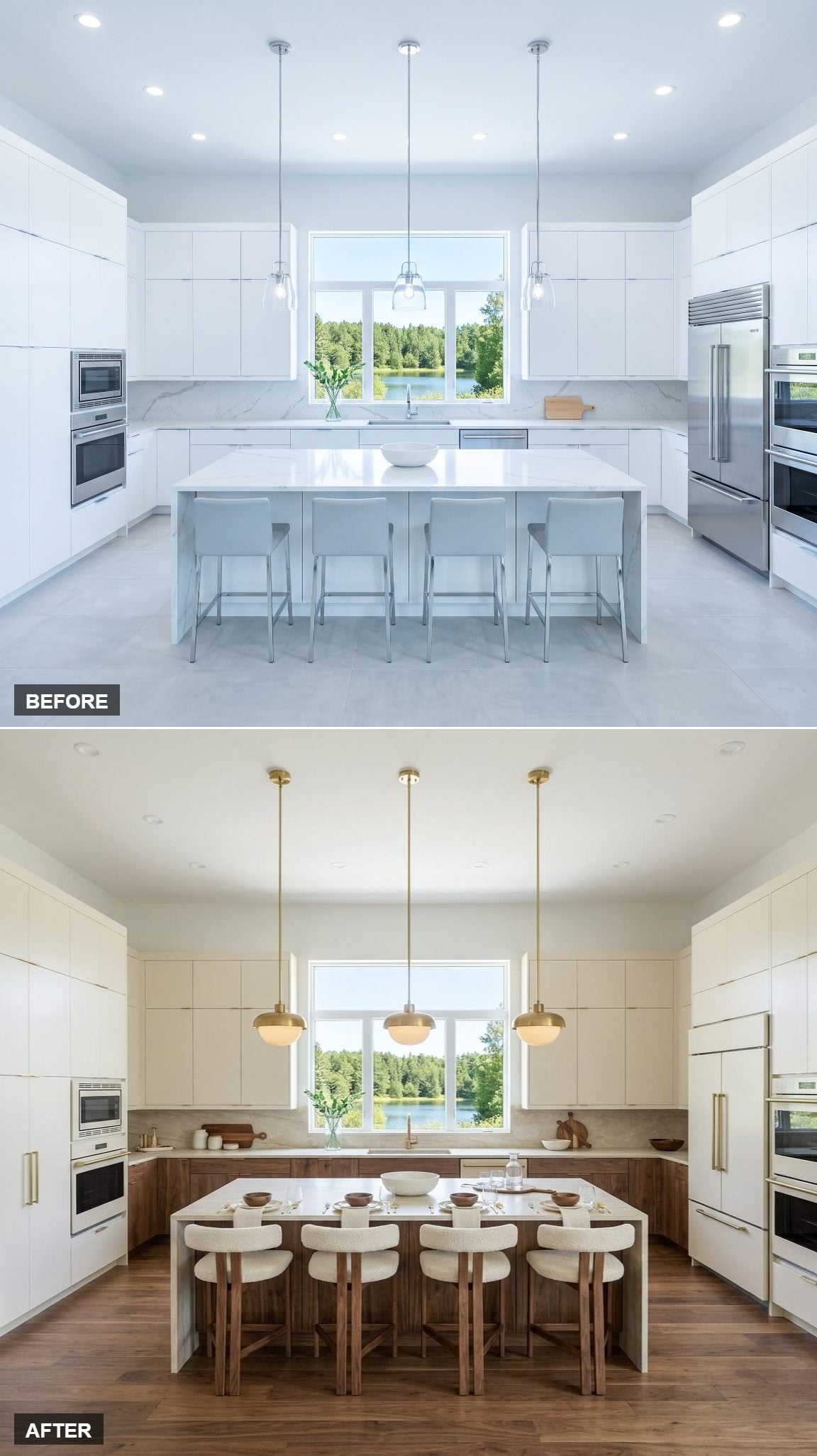 Walnut Lowers, Warm Cream Uppers, and the Horizontal Line That Changes Everything