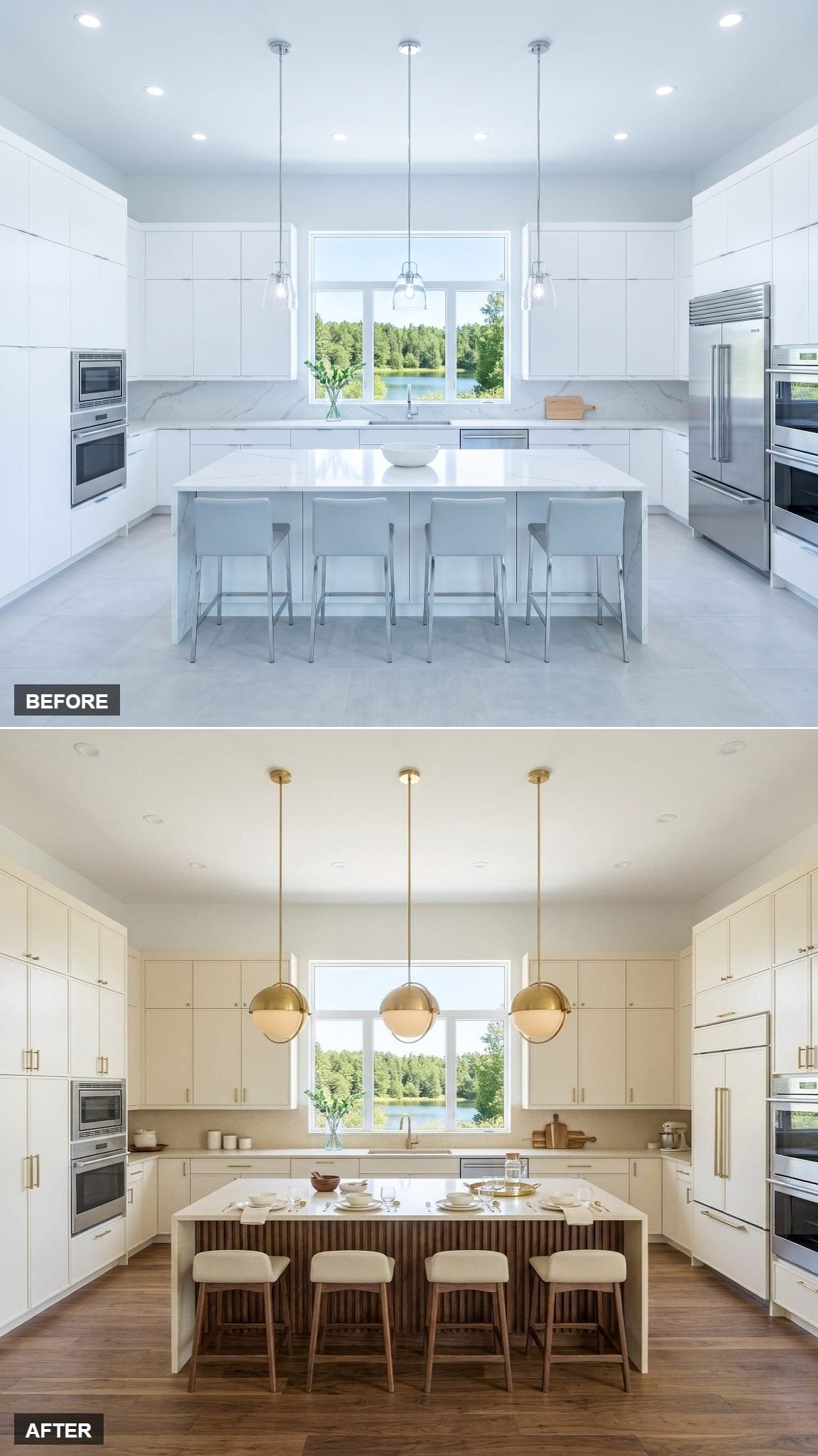 Walnut Tambour Island Face and Cabinetry Niches That Add Texture Without Gimmickry