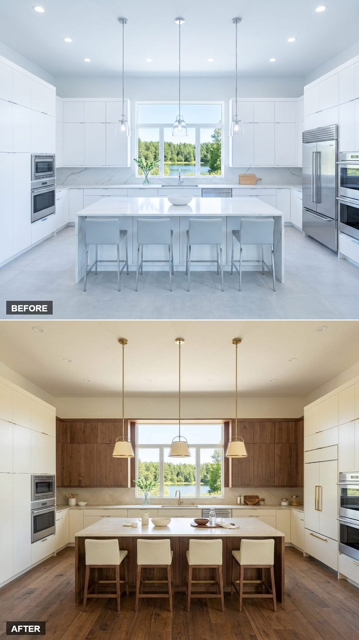 Walnut Window Reveal That Makes the Most Underestimated Wall in the Kitchen the Best One