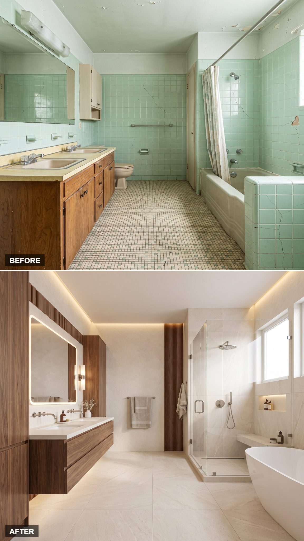 Warm White and Walnut for the People Who Hate Cold Bathrooms