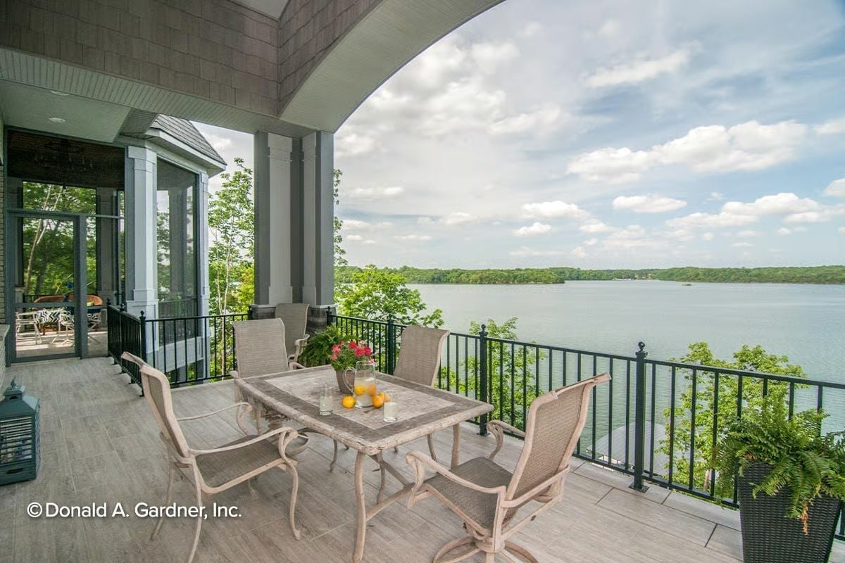 Covered Lakeside Porch Where Lemonade and a Wide Water View Make Total Sense