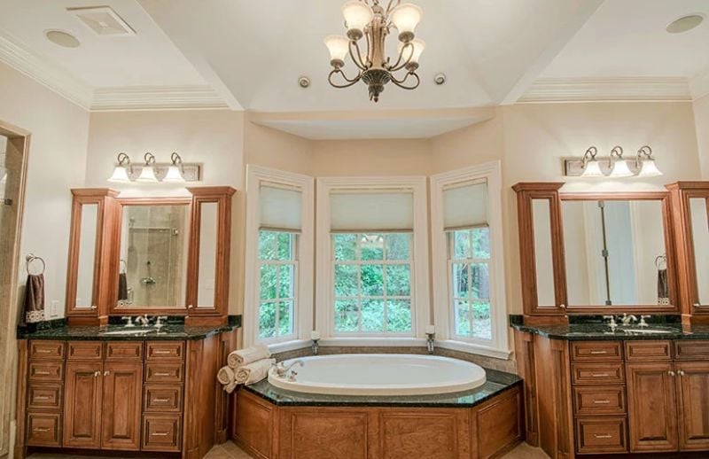 Soaking Tub in a Bay Window Alcove Built Around Natural Light