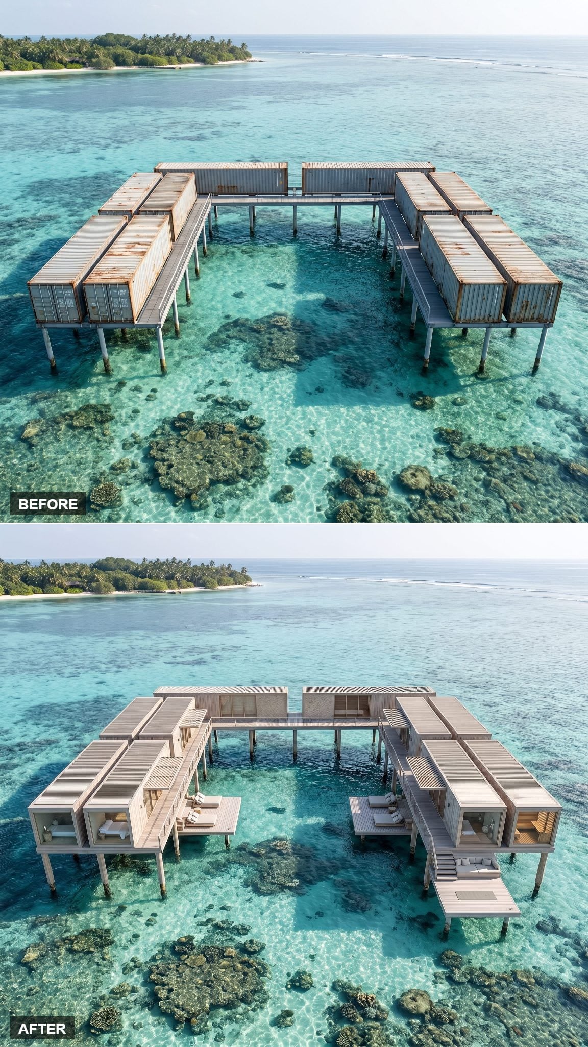 A Wellness and Spa Compound Over the Coral