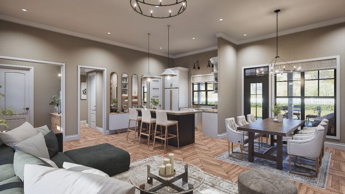 Open-Plan Living Where the Kitchen Island Does Half the Hosting Work
