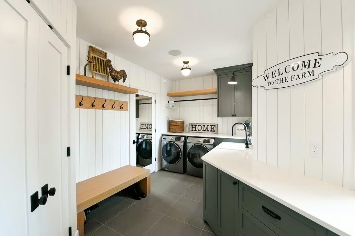 Shiplap Mudroom and Laundry Combo Built Around How Families Actually Move Through a House