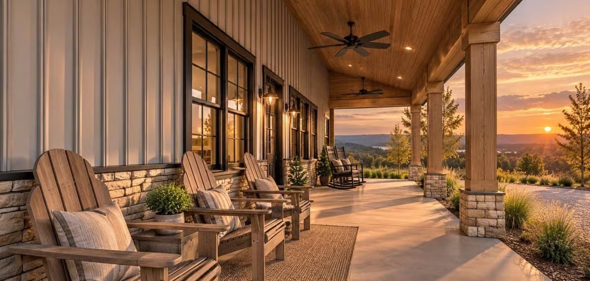 Sunset Views From a Porch That Actually Earns the Rocking Chairs