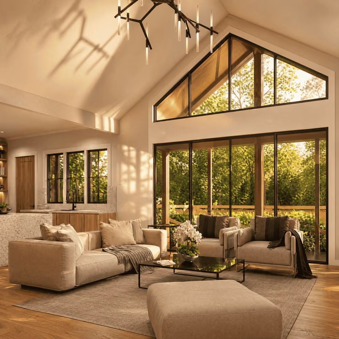 Vaulted Ceilings and Floor-to-Ceiling Glass Pull the Outdoors Right In