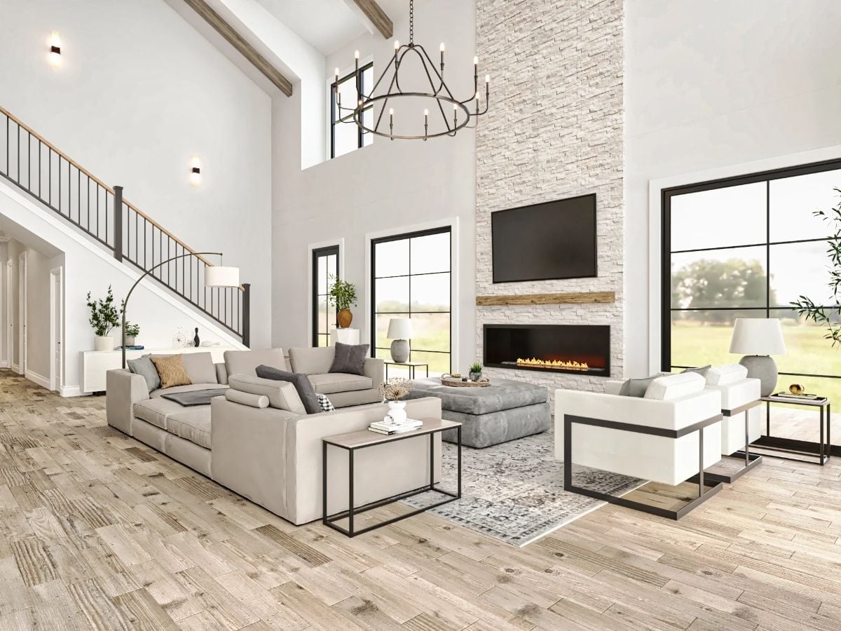 Stacked Stone to the Rafters, and a Fireplace That Actually Earns the Room