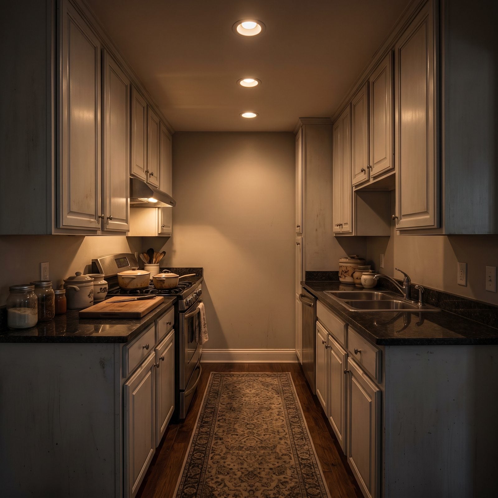 White Cabinets Looking Dingy in a Windowless Kitchen