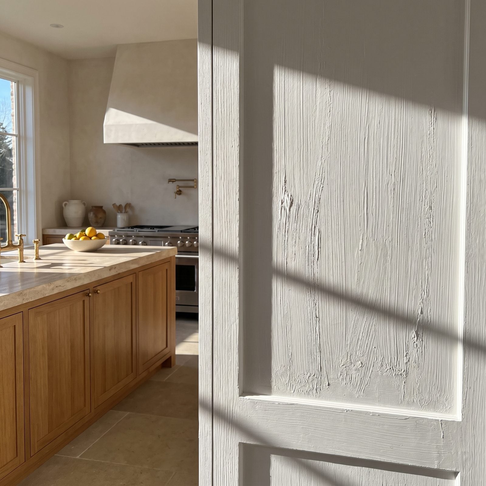 White Paint Highlighting Uneven DIY Brush Marks