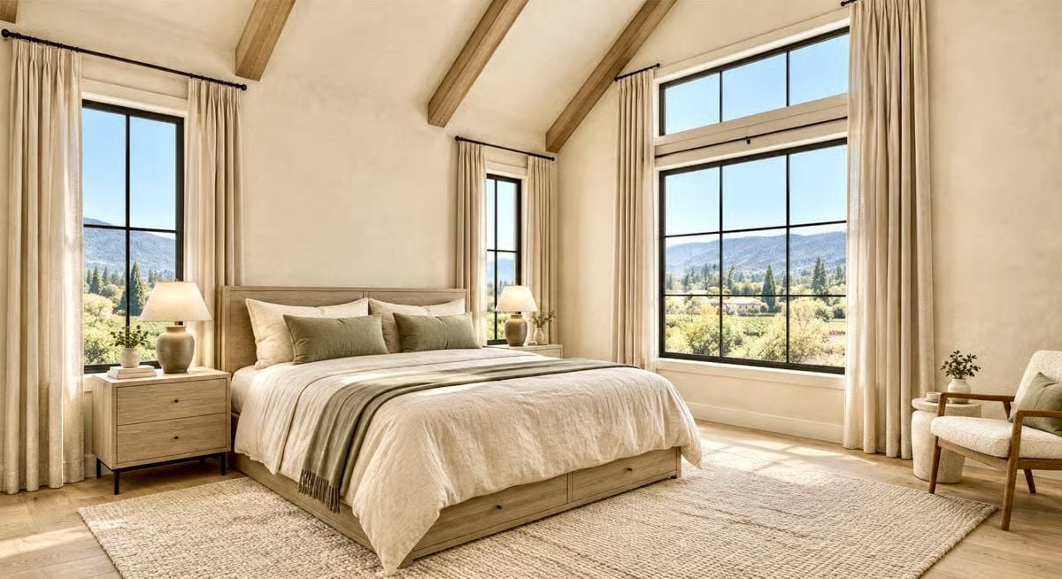 Vaulted Beams, Valley Views, and Linen That Actually Looks Lived In