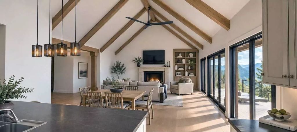 Vaulted Timber Beams and a Mountain View That Earns Its Place on the Wall