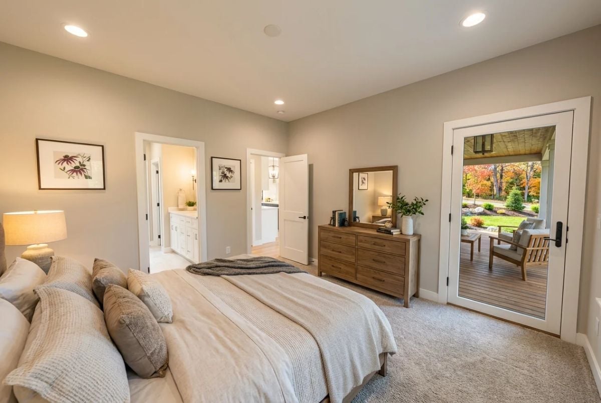 French Doors to the Deck Make This Primary Suite Worth Waking Up In
