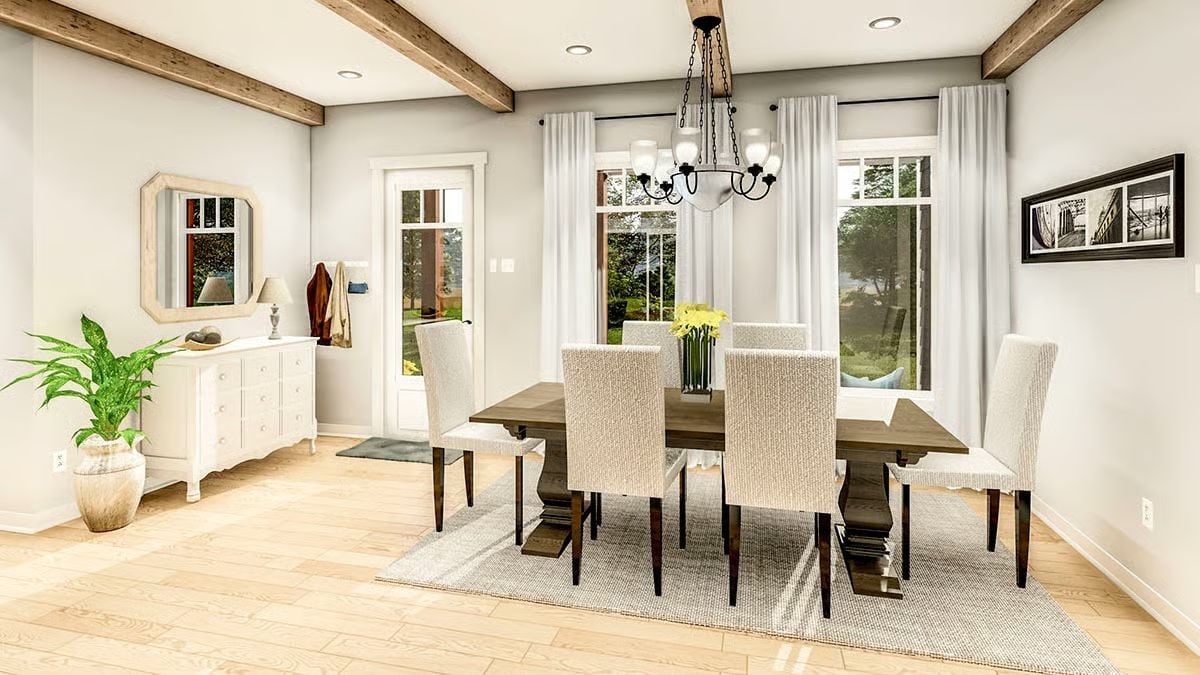 Exposed Ceiling Beams and a Farmhouse Table That Earn Their Keep