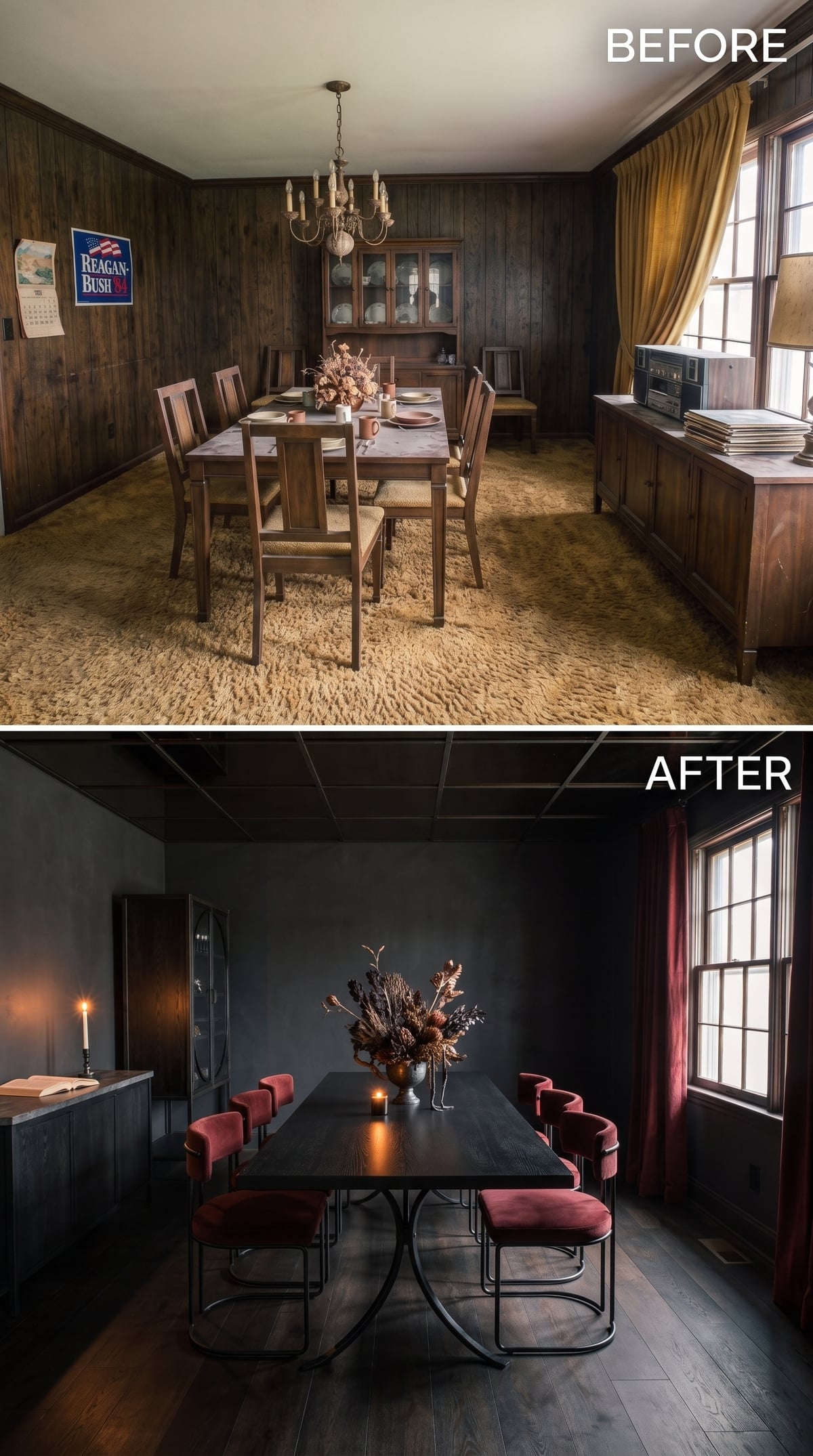 Charcoal, Dusty Rose, and a Dinner Table Lit Like a Film Scene