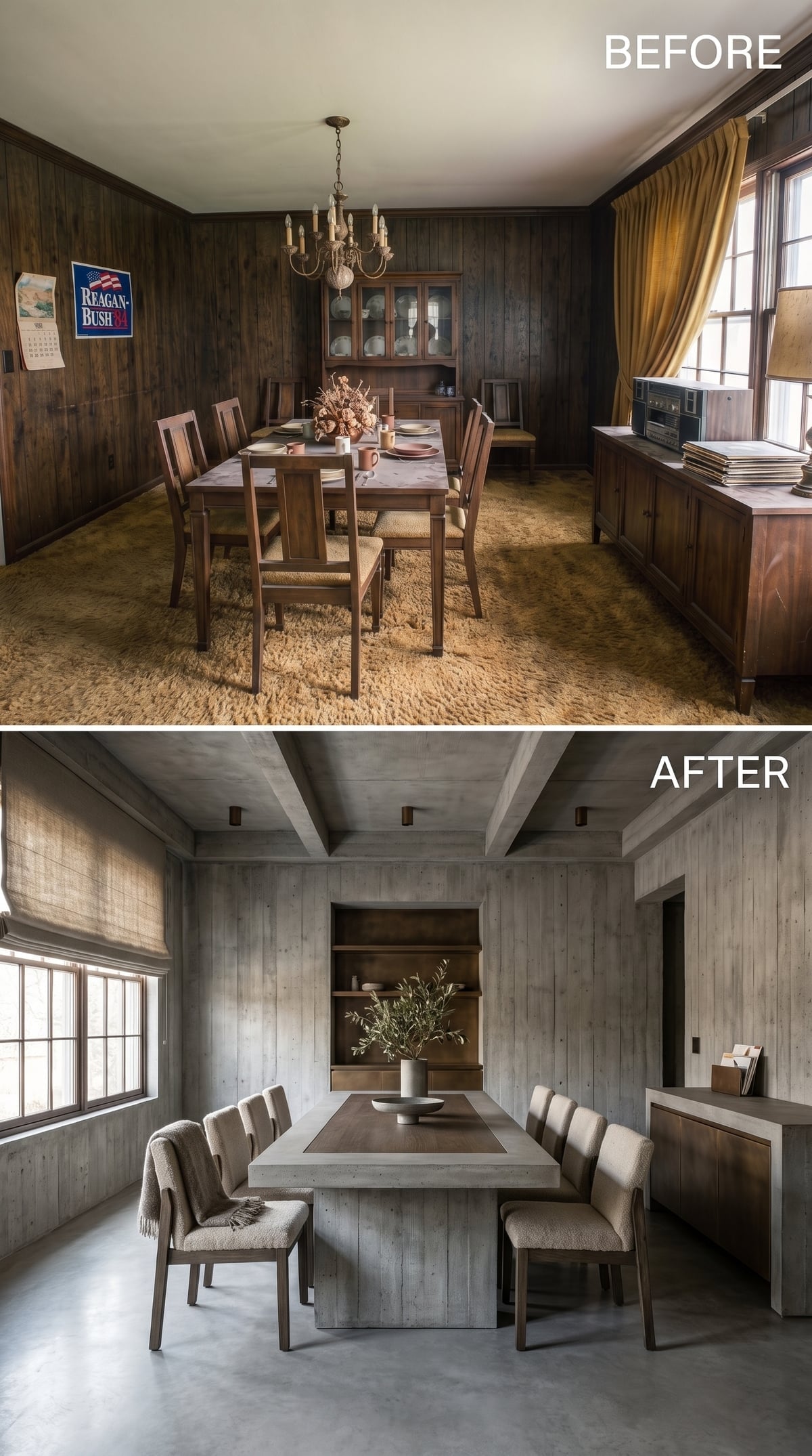 Concrete Walls Get a Softer Counterpart in Bouclé and Wood