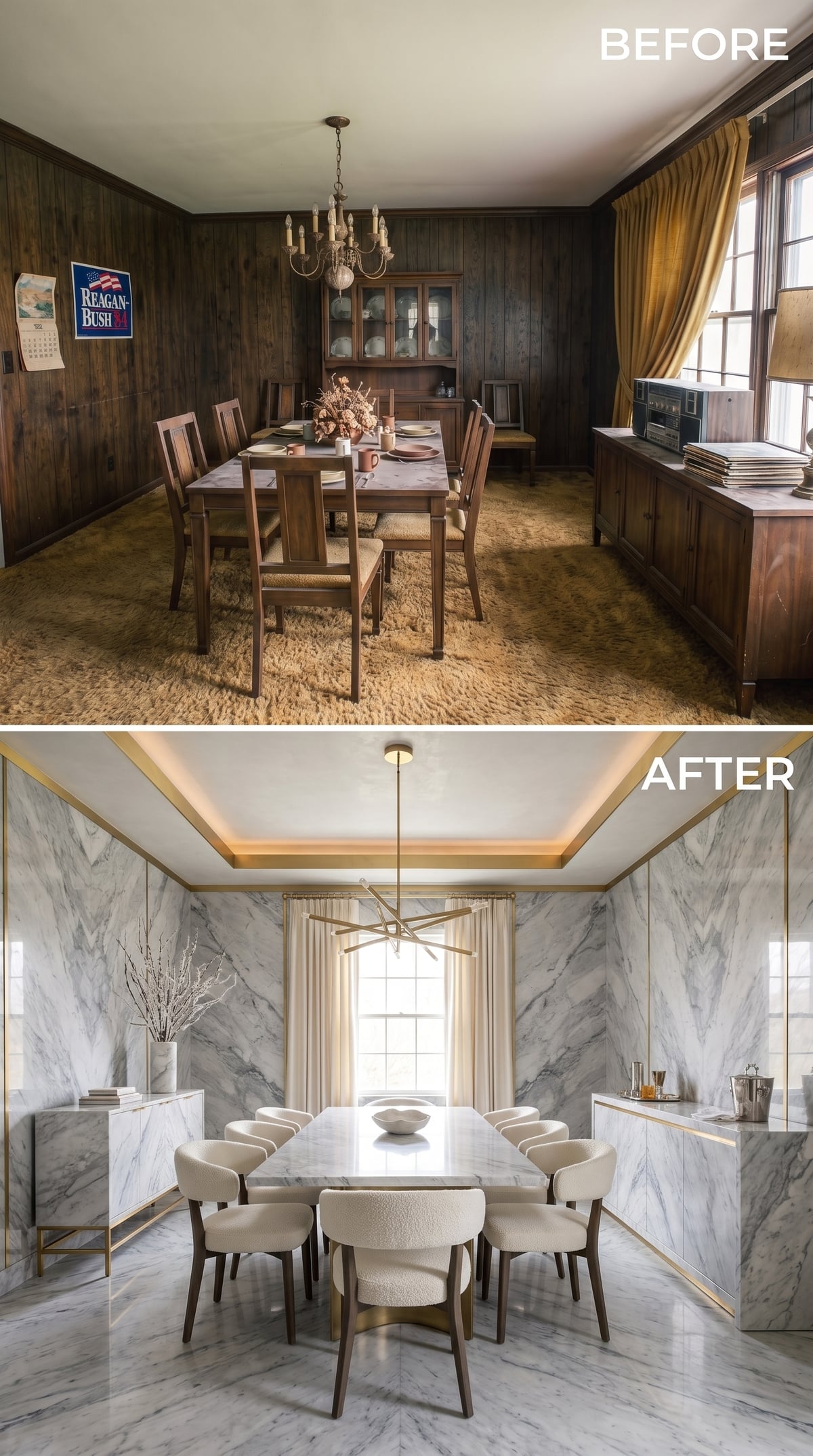 Marble Walls and a Glowing Tray Ceiling Take Luxury in Another Direction