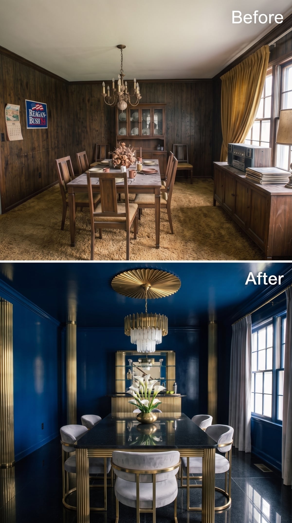 Cobalt Lacquer, Gold Ribs, and a Chandelier With No Interest in Restraint