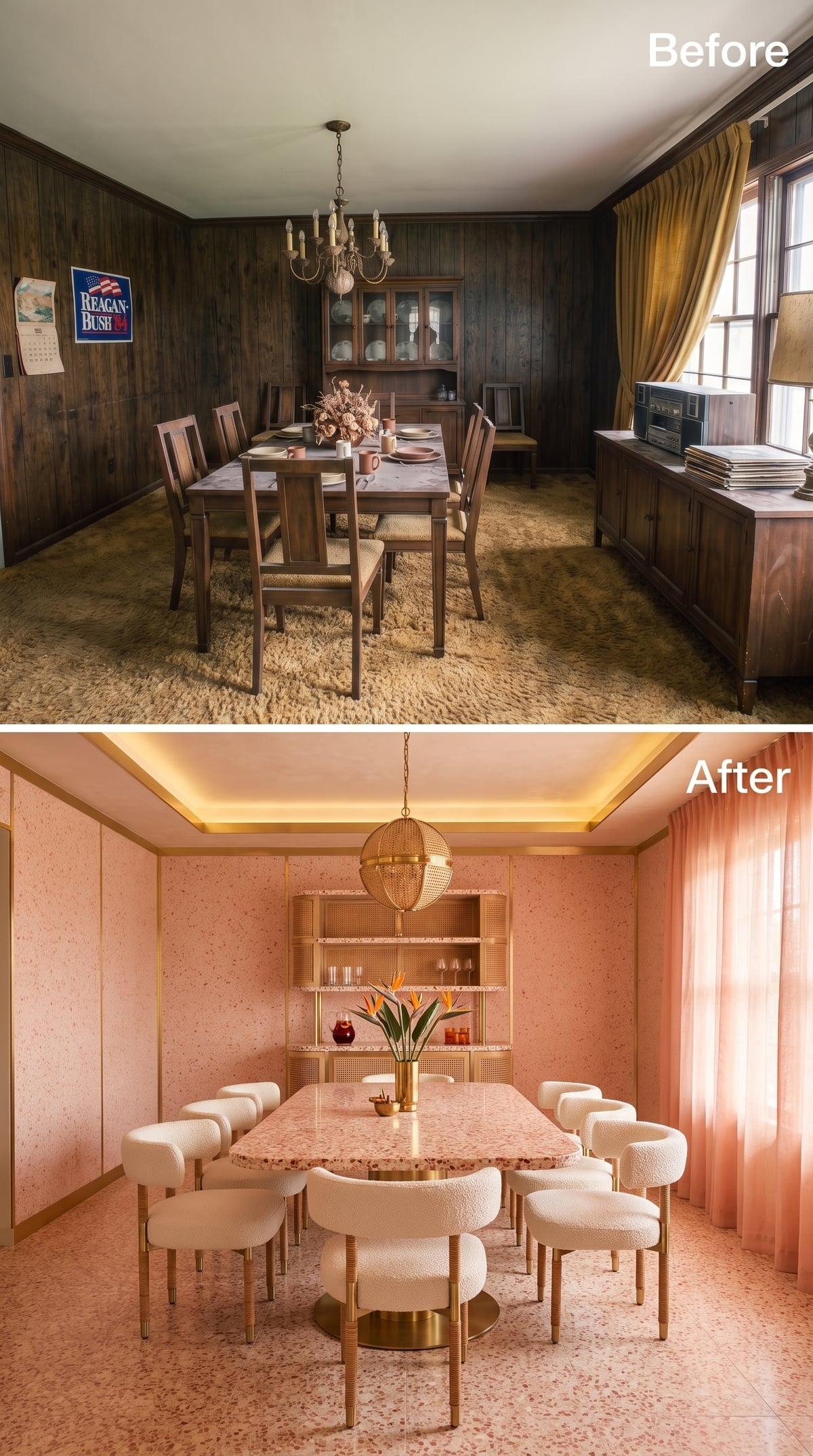 Pink Terrazzo Takes Over, but the Lighting Knows When to Stop